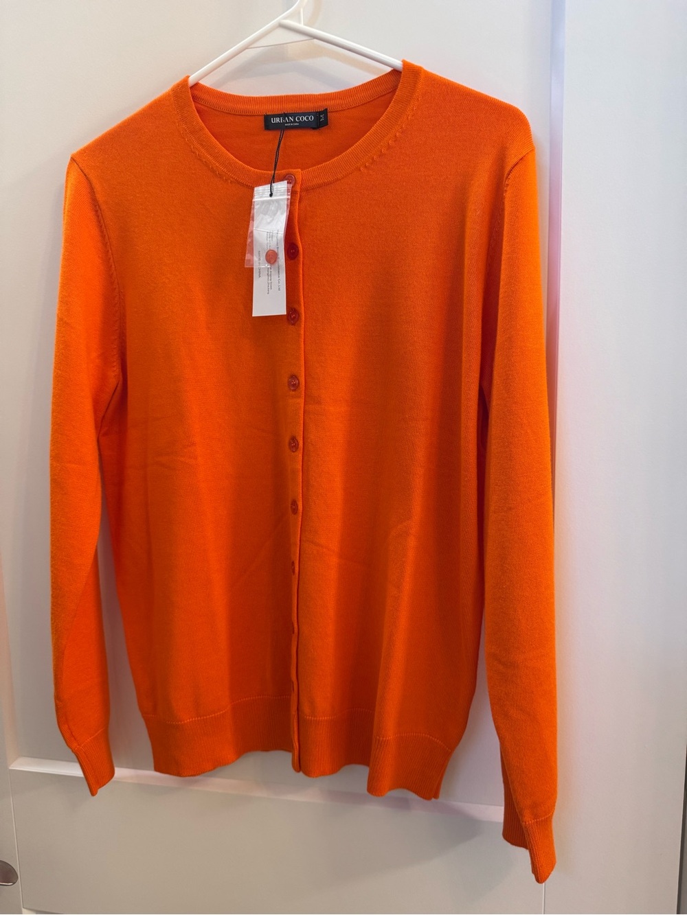 Urban Coco Bright Orange Women's Button Cardigan